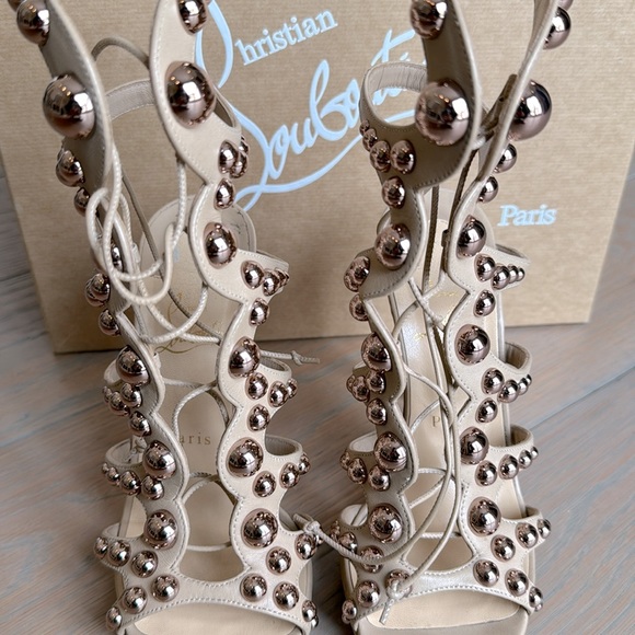 Christian Louboutin Amazoubille 120 Nappa SIZE 38.5 Nude/Rose Gold - Picture 8 of 9